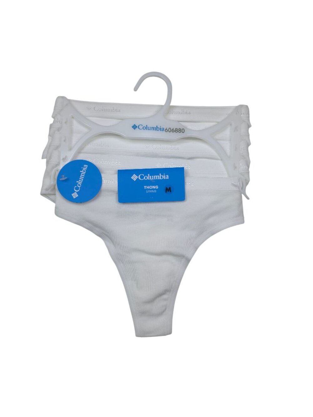 Columbia Thong Underwear Cotton Panties 5 Pack Medium Womens White Cotton/Spande